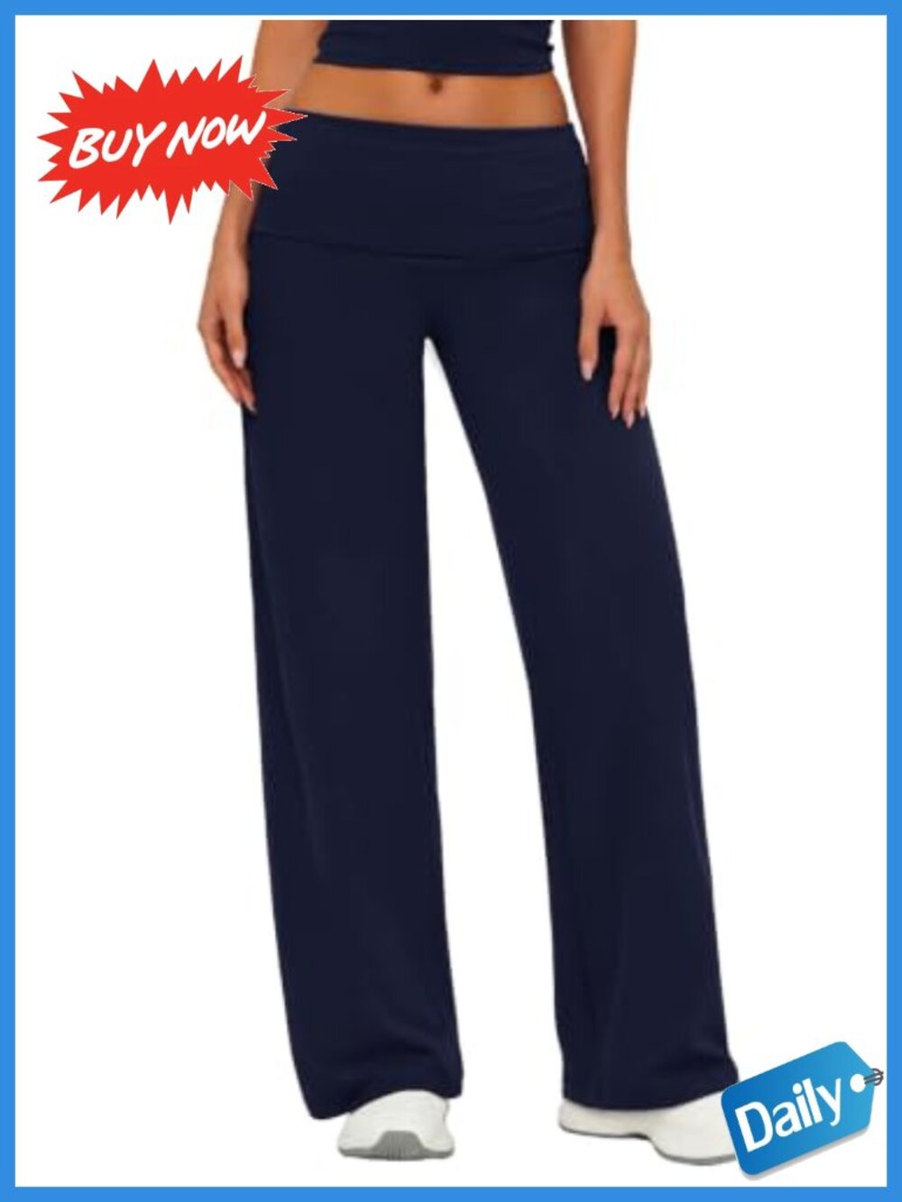 Wide Leg Yoga Pants Fold Over Waistband 4-Way Stretch Leggings